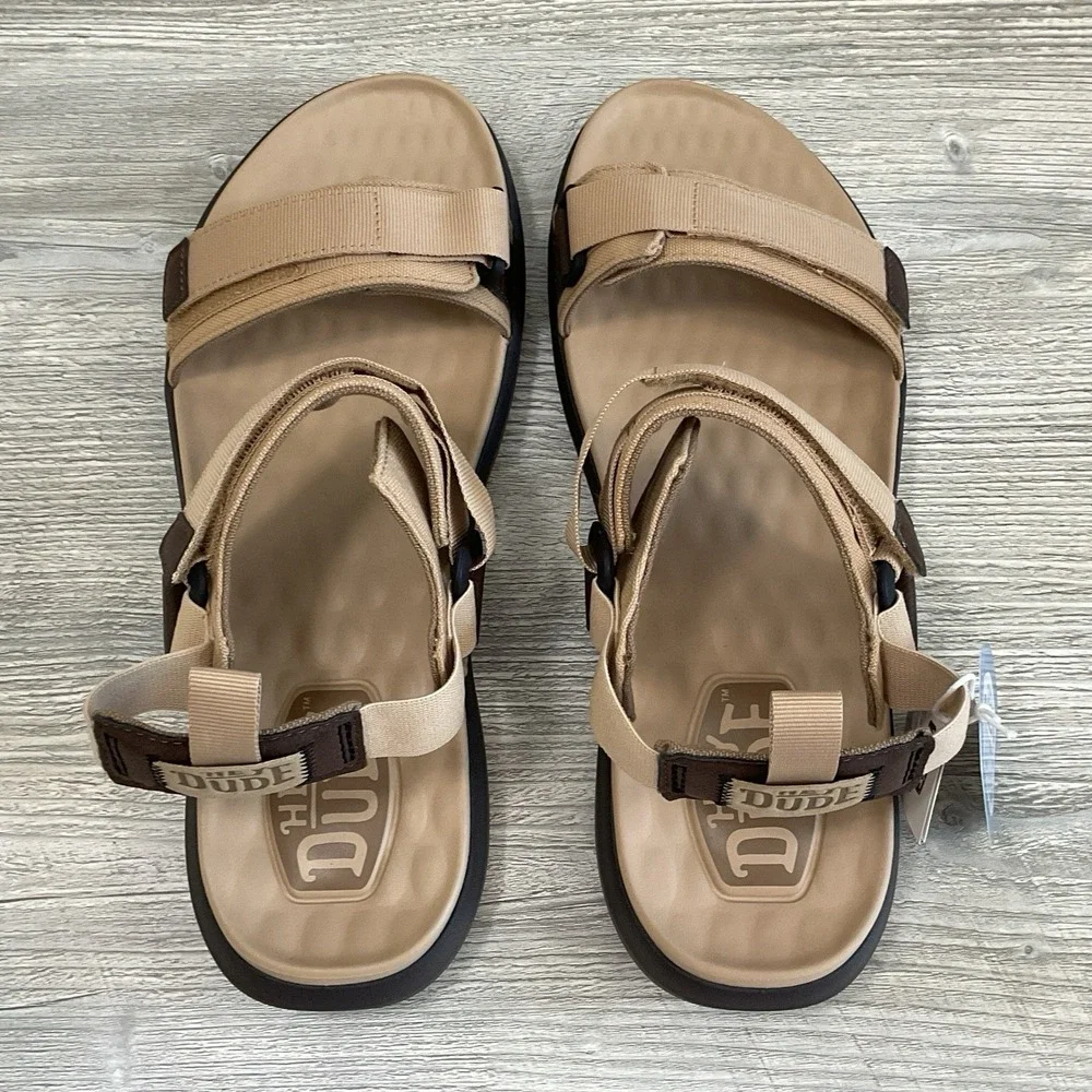 Hey Dude Carson Outdoor Sandals Men's Size 13 Sport Mode Tan Brown Comfort